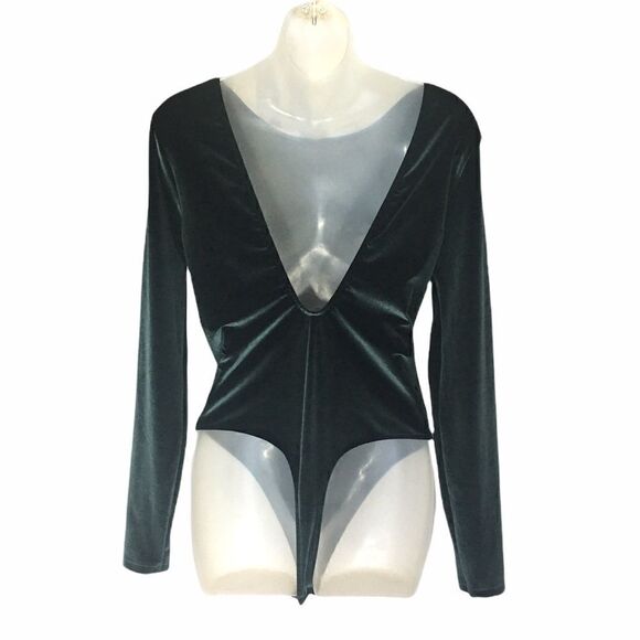 Victoria's Secret Victoria Sport Emerald Green Stars Velvet Bodysuit Size M - Picture 4 of 5